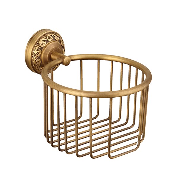 Brass Bathroom Accessories Set Gold Polished Robe Hooks Soap Dishes Toilet Brush Holders Toilet Blowing Rack Towel Bars: Tissue Basket