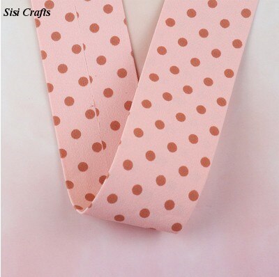 Sisi Crafts 10 25 50mm Print Layering Fabric Tape Grosgrain Ribbon Dots Bias DIY Garment Hair Bow Tie Collar Handmade Accessory: 1 Meter Orange Pink / 25mm
