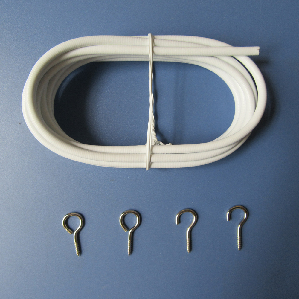 1/2/3 meter Length PVC Window Cord Cable Net Curtain Wire White Windows Curtain Line With FREE HOOKS &amp; EYES For Caravans Boats