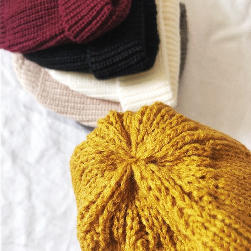 Mænd hue hatte uden skygge kalot street strik hue kvinder mænd akryl unisex afslappet solid græskar bærbar melon kasket