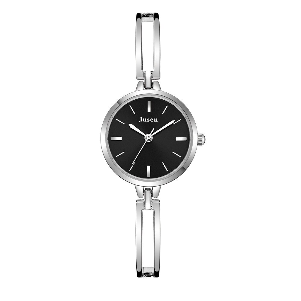 Luxe Vrouwen Armband Horloges Minimalistische Kwaliteiten Dames Quartz Horloges Goud Zilver Rvs Vrouw Klok: silver black