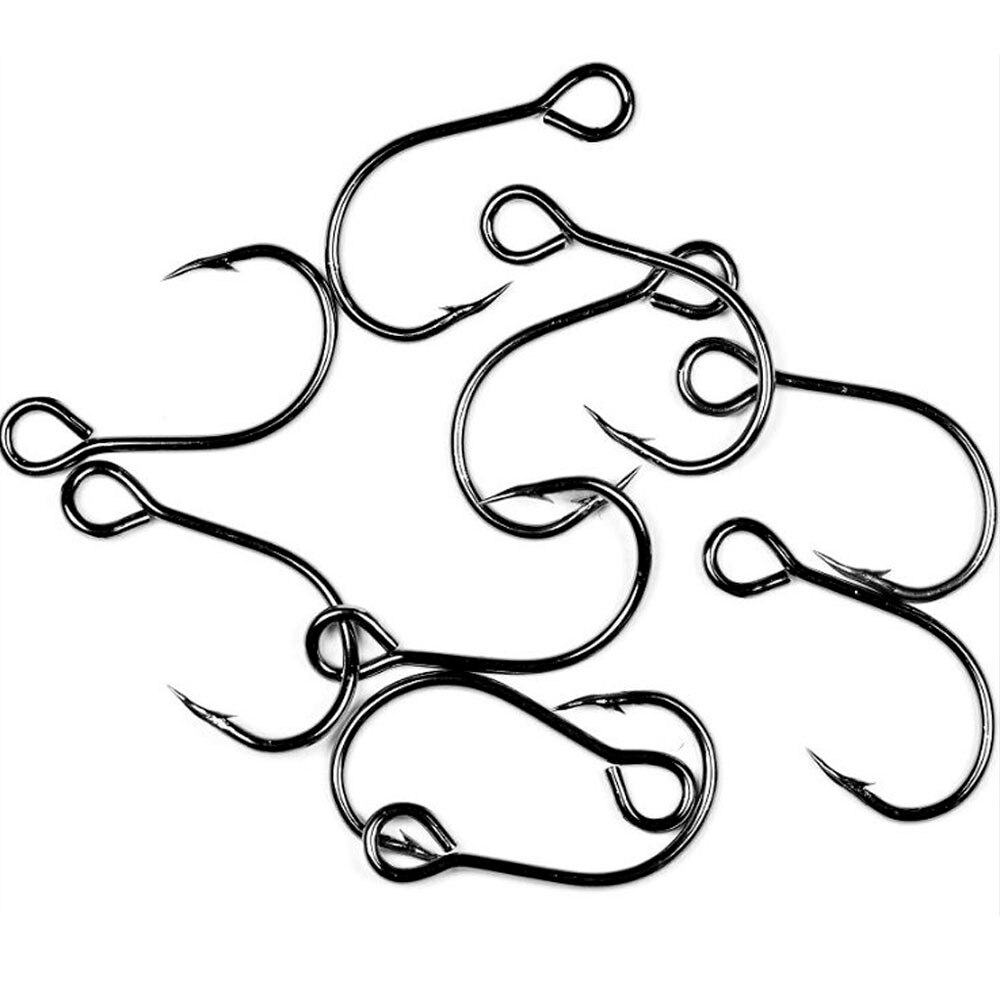 50 Stks/zak #8-#3/0 High Carbon Staal Inline Enkele Haak Grote Eye Vissen Vervanging Haak Vissen Lepel spinner Accessoires