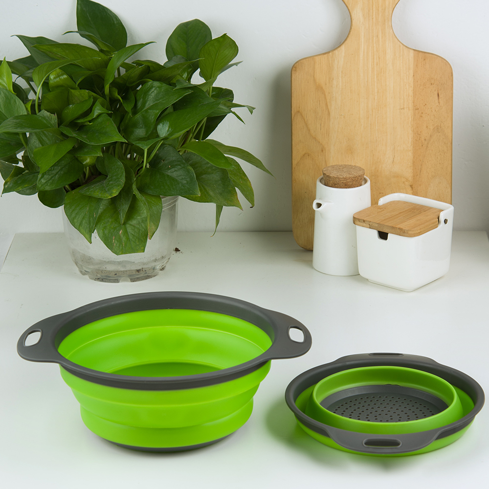 Passoire en Silicone pliable fruits légumes lavage panier filtre crépine stockage économiser de l'espace égouttoir avec poignée outil de cuisine