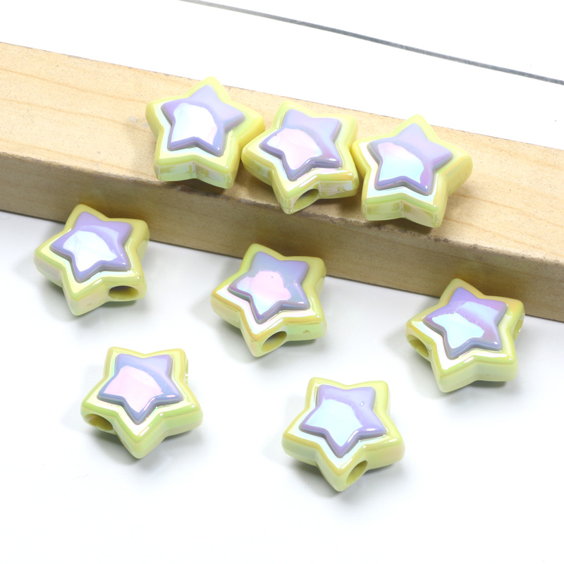 10pcs 17mm AB Star Beads UV Pentagram Acrylic Beads For Jewelry Making Diy Bracelet Phone Chain Keychain Handmade Accessories: green