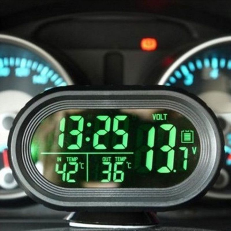 Auto Klok Auto Elektronische Klok Auto Thermometer Lichtgevende Klok Multifunctionele Auto Temperatuur Klok Voltmeter