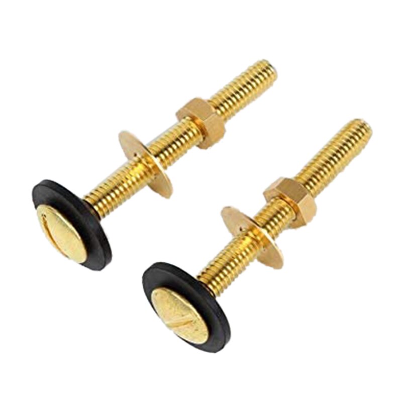 2 PCS Toilet Bolt Brass Toilet Tank Screw Fixing Bolt Heavy Duty Bolt with Waterproof Rubber Gasket and Brass Gasket