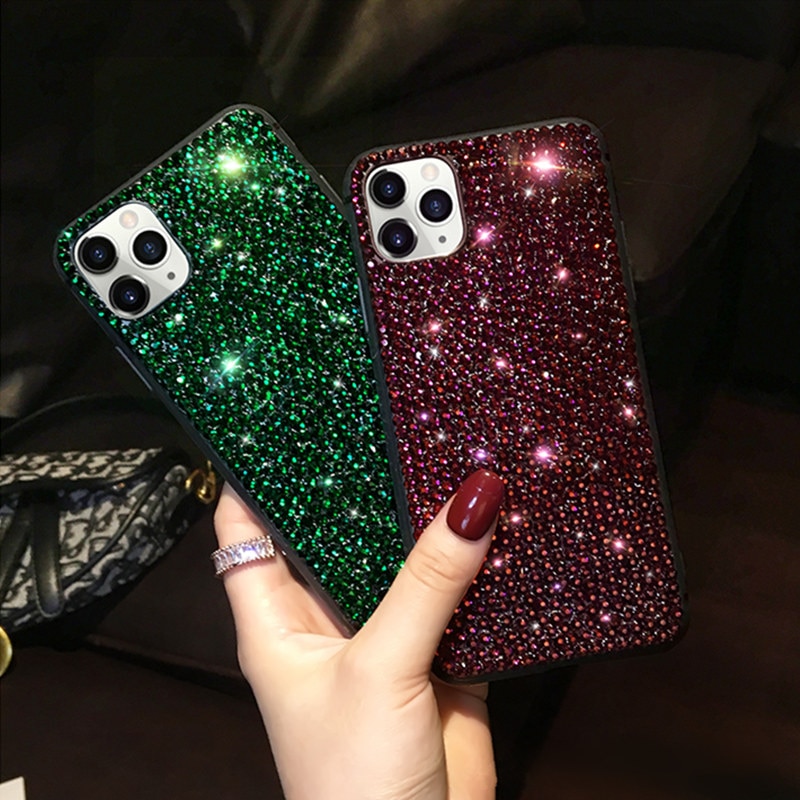 Strass Diamant TPU Souple De Luxe Bling étui pour iPhone 6 6S 7 8 Plus Couverture Arrière Antichoc Pour iPhone 11 Pro X XR XS Max Coque