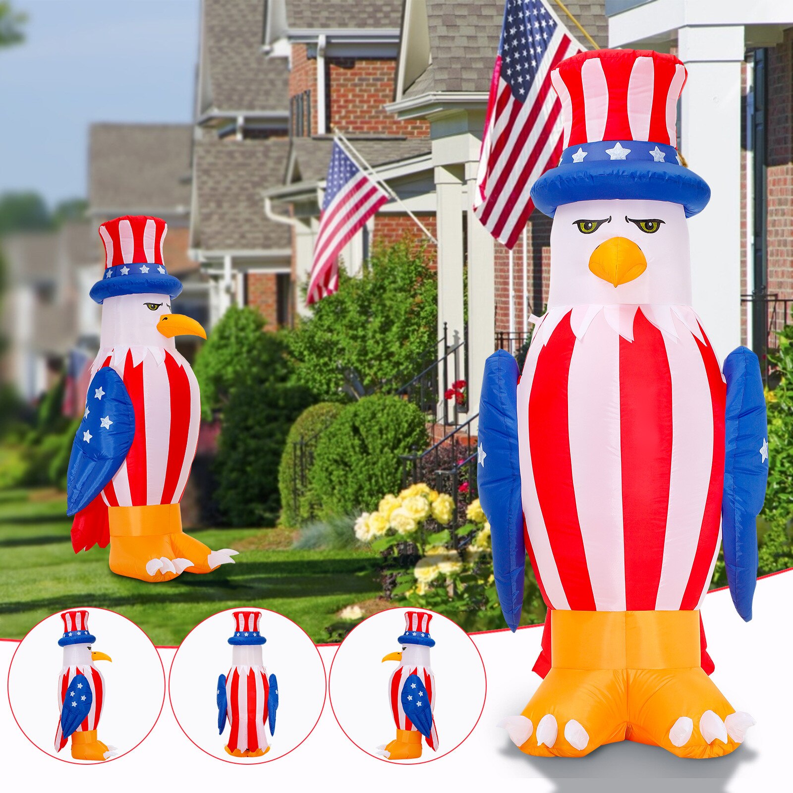 6 fuß große aufblasbare spielzeuge, patriotische partydekoration zum unabhängigkeitstag, aufblasbarer amerikanischer weißkopfseeadler ,  r5
