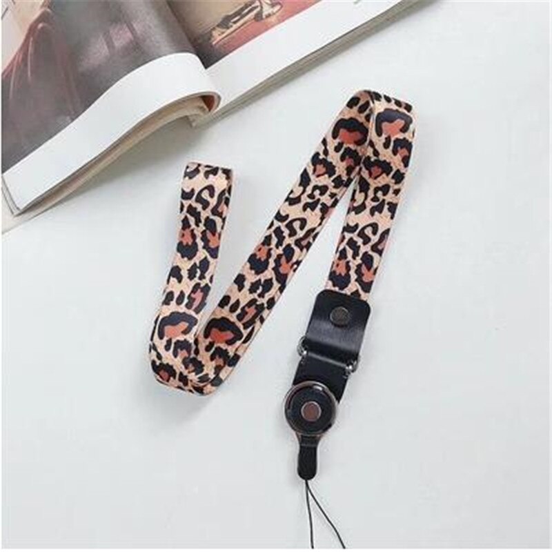 UVR Mobile Phone Straps Leopard print Phone holder Key Lanyard Cheetah ID Badge Holders Animal Phone Neck Straps with Keyring