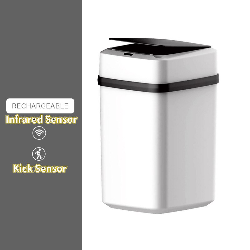 Induction Trash Can Smart Home Intelligent Waste Bin Automatic Trash Bin Home Electric Sensor Waste Garbage for Kitchen Bathroom: black2 rechargeable / 12L