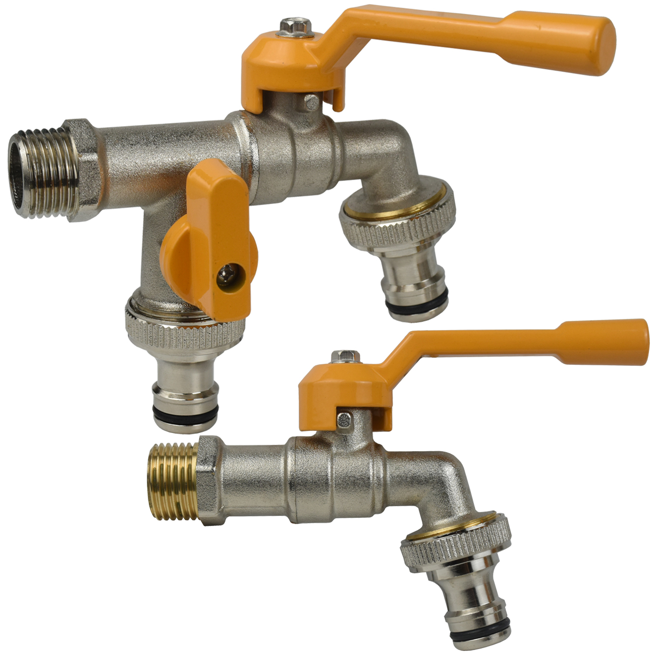 Garden 1/2'' 3/4'' Brass Water Faucet Water Splitter 1-Way 2-Way Connector Coupling Adapter Valve Switch Irrigation Tap Replace