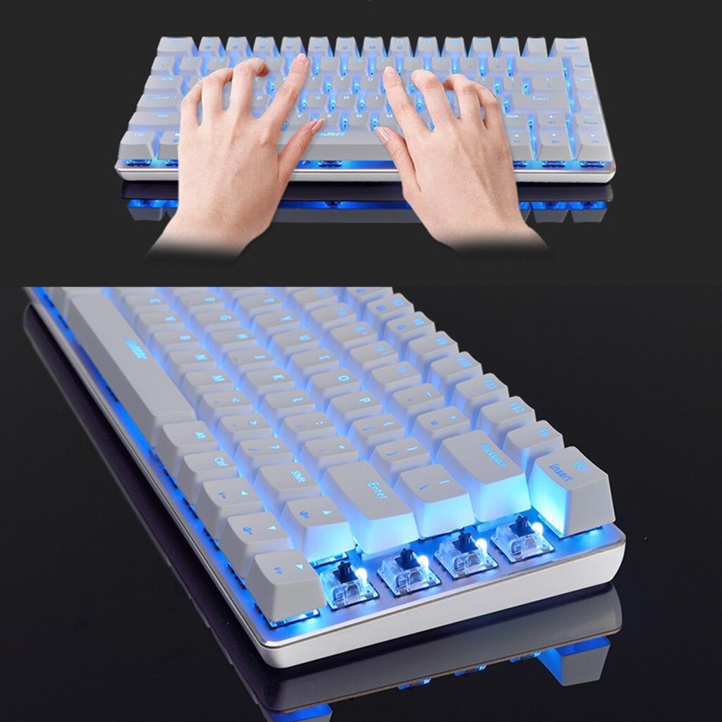 AK33 podświetlana Usb przewodowa mechaniczna klawiatura gamingowa niebieskie czarne przełączniki na biuro, USB przewodowy podświetlany diodami LED Axis Gaming Mechanical