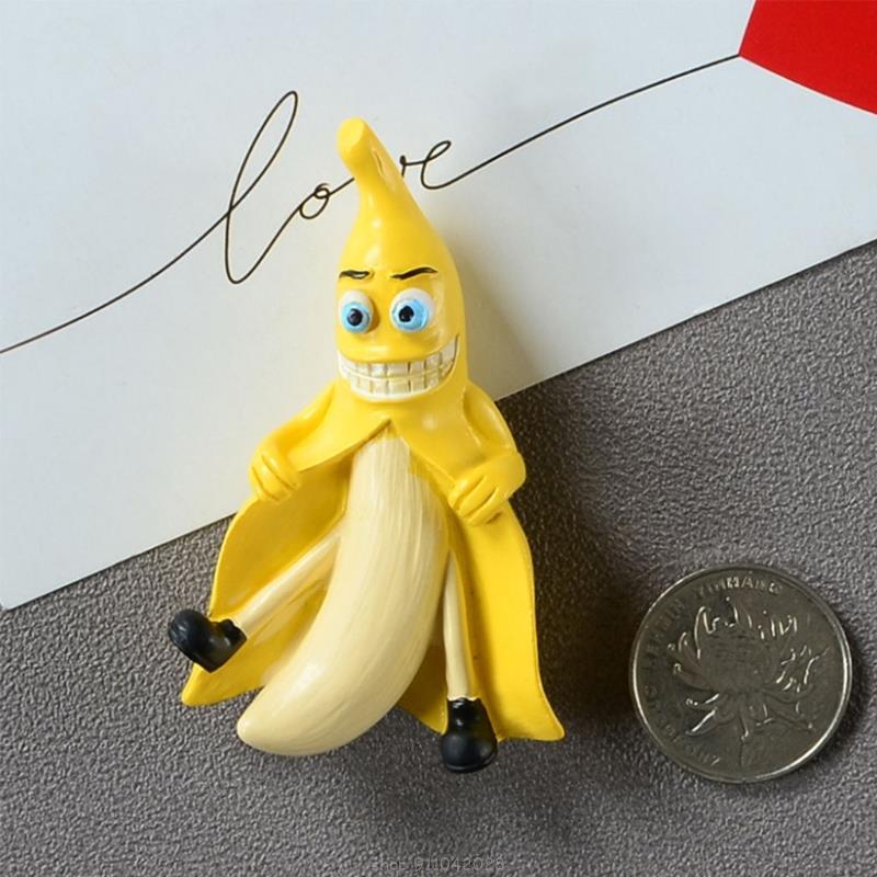 Imanes divertidos de fruta, plátano y aguacate para nevera, pizarras, decoración del hogar, objetos magnéticos, 3D