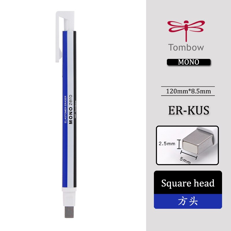TOMBOW MONO – Gomme mécanique en caoutchouc pour correction de dessin, sous forme de stylo, rechargeable, correcteur, fourniture scolaire, papeterie, 1 pièce: square - strips