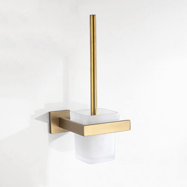Brushed Gold Bathroom Accessories Hardware Towel Bar Rail Toilet Paper Holder Towel Rack Hook Soap Dish Toilet Brush: green