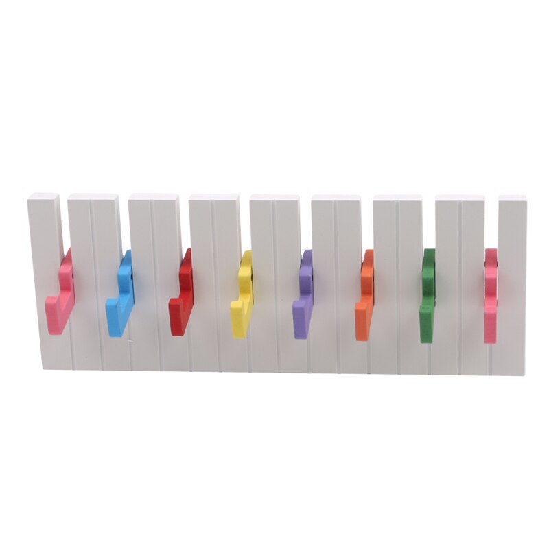 Perchero de madera Estilo de Piano para colgar en la pared, estante para decoración, colgador magnético, gancho de almacenamiento de anillo: Color 7 hooks