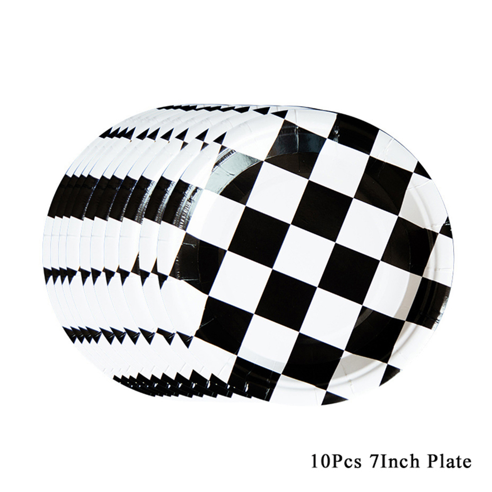 Checkered Disposable Tableware Plates Cups Napkins Racing Car Birthday Party Decorations Race Track Tablecloth Boy Party Favors: Fluorescence Yellow