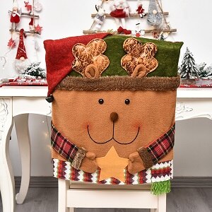 54 x 48 cm juledekoration stolebetræk blødt flannel stof santa snemand elg skammelmåtte til hjemmefest spisestue: Hjort