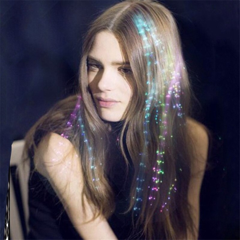 20\50pcs a pack LED Hair Clip Light-Emitting Fiber Optic Wire Hairpin Luminous Silk Braids Styling Tool LED toy for party