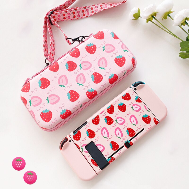 Voor Nintendoswitch Tas Aardbei Draagbare Reizen Carrying Soft Case Cover Voor Nintendo Switch Console Accessoires: Pack C