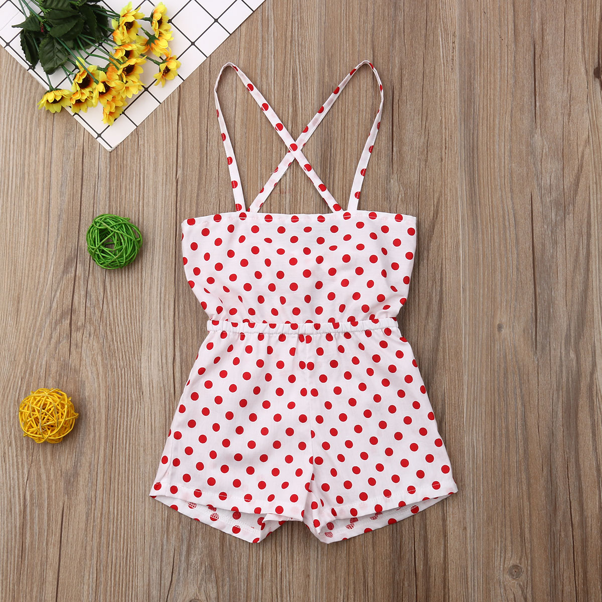Toddler Kid Baby Girls Clothes Sling Jumpsuit Romper Dot Overalls Outfits Set Sleeveless