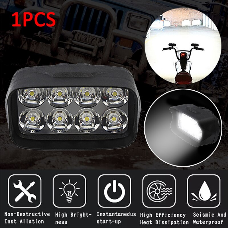 Motorcycle Headlight 12V Motorbike Spot Head Light 8 12 16 led Scooter ATV Moto Headlamp 24V Motor auxiliary driving Work light