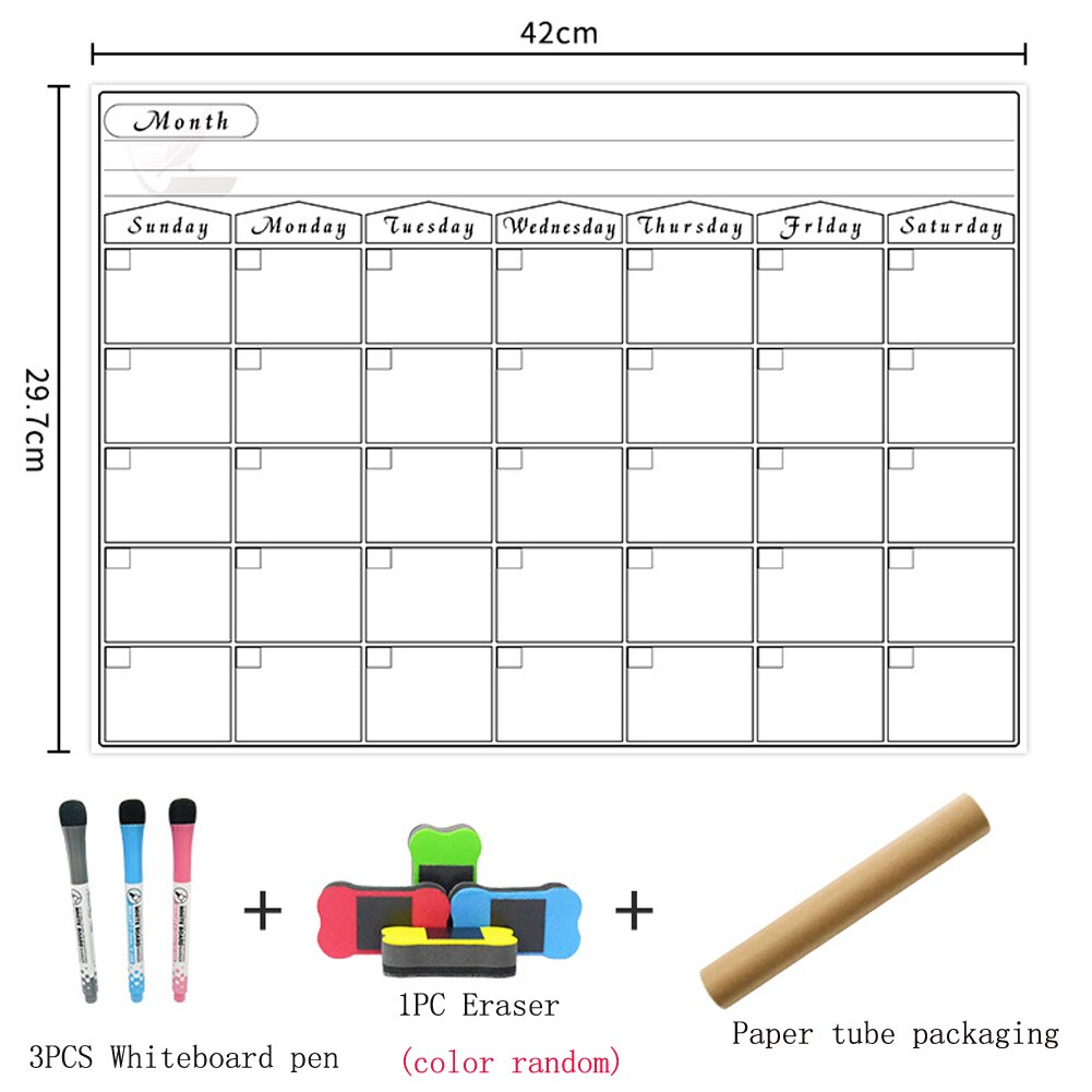 Weekly Monthly Blackboard Planner Whiteboard Fridge Magnet Flexible Daily Message Drawing Refrigerator Board Study Room Decor