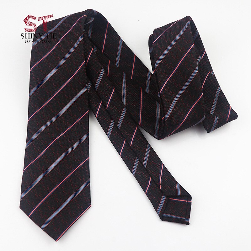 Menns polyester slips formell 7cm stripete hals slips business svart blå vintage gravatas for bryllupsfest dress