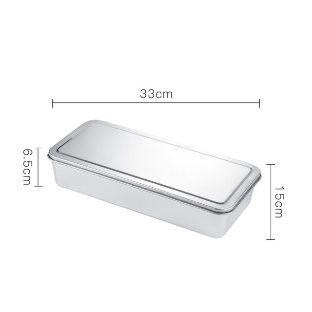 Narrow-Sided Rectangular Plate 304 Stainless Steel Deepened Flat-Bottomed Steamed Cake Pan Baking Pan Cooked Food Tray With Lid: J