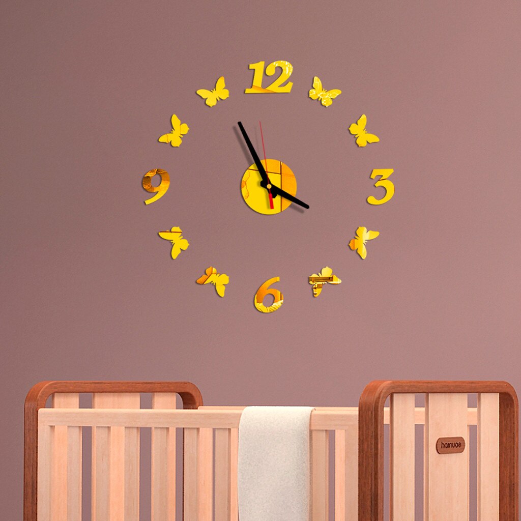 3D Wandklok (Luxe Kunstmatige Kristal Diamant Grote Muur Horloge, Smeedijzeren Woonkamer Quartz Klok Home Art Decoratie