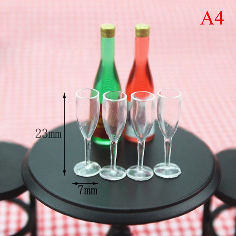 4 Uds 1/12 Mini taza transparente de resina simulación de muebles modelo juguetes para decoración de casa de muñecas accesorios en miniatura