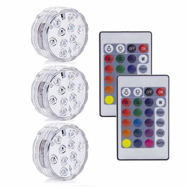 IP68 Waterdicht Zwembad Licht Rgb Led Kleurrijke Onderwater Verlichting Vijver Dompelpompen Lamp Voor Bruiloft Feest: 2 Remote 3 Light