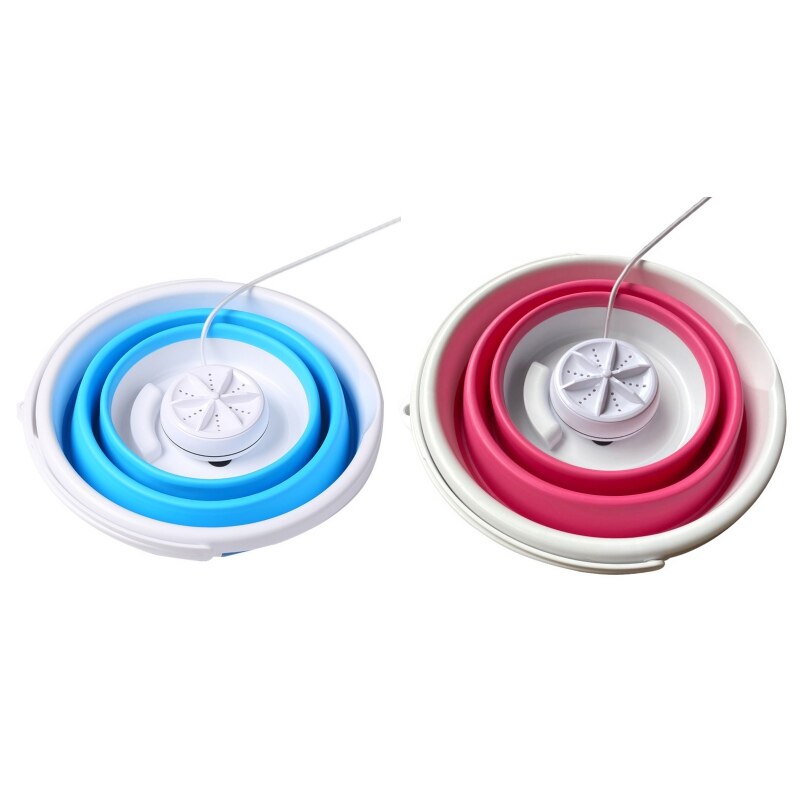 Mini Ultrasonic Washing Machine Foldable Bucket Shape Laundry Clothes Washer For Home Travel USB Powered