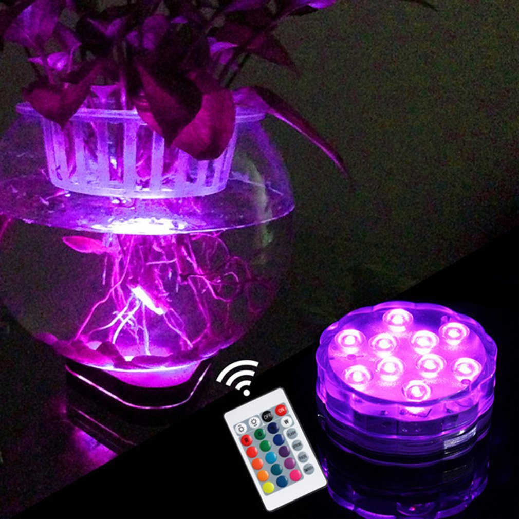 Icoco Rgb Submersible Licht Onderwater Led Licht Met Afstandsbediening Voor Zwembad Licht Battery Operated Garden Party Decor