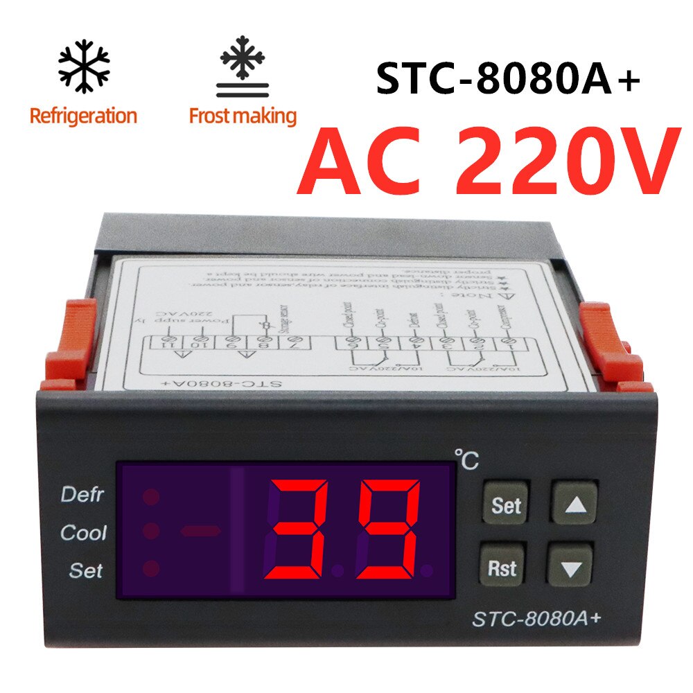 STC-8080A+ Digital Temperature Controller 12V 24V 220V Automatic Timing Defrost Intelligent Thermostat Alarm Function 40%off: 220V