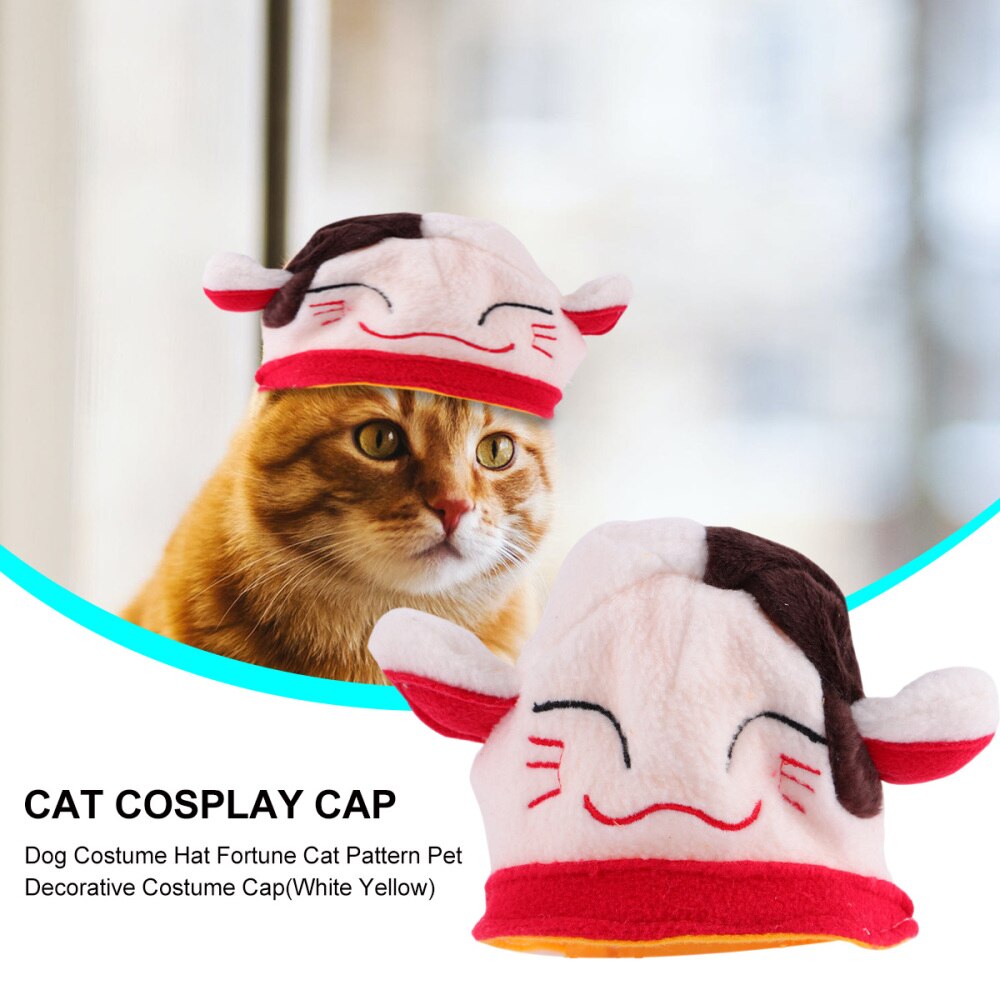 Hond Kostuum Hoed Fortuin Kat Patroon Huisdier Decoratieve Kostuum Cap (Wit)
