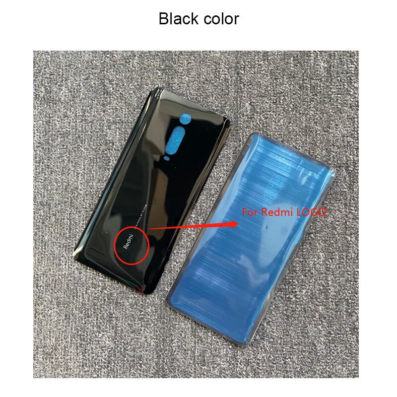 6.39 &quot Batterij Cover Voor Xiaomi MI9T Mi 9T / Pro Terug Behuizing Glas Panel Achterklep Case voor Xiaomi Redmi K20 / K20 Pro: For Redmi logo black