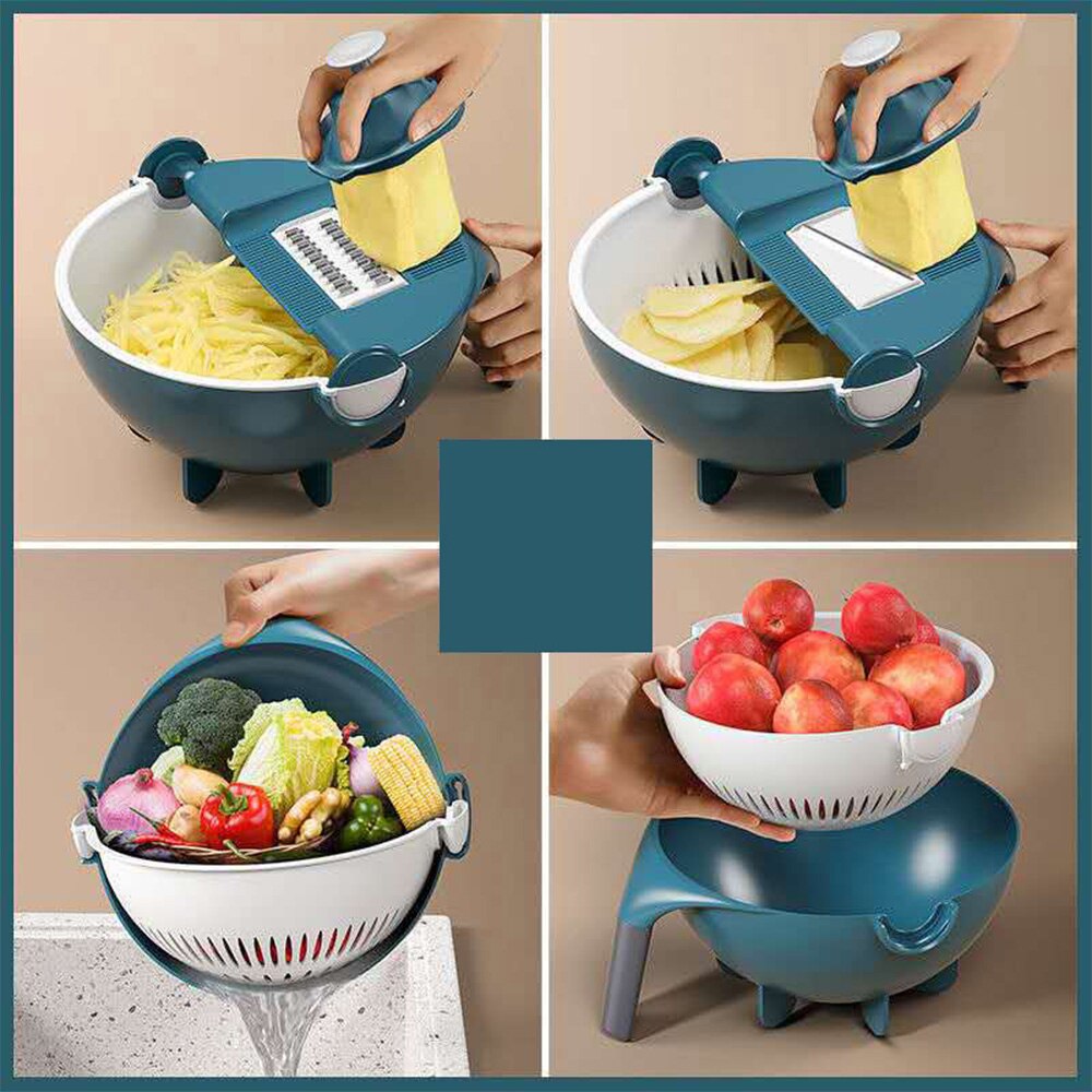 Multifunctional Vegetable Cutter Machine Potato Slicer Radish Grater Shapes Slicer Board Kitchen Tools Vegetable Drain Basket
