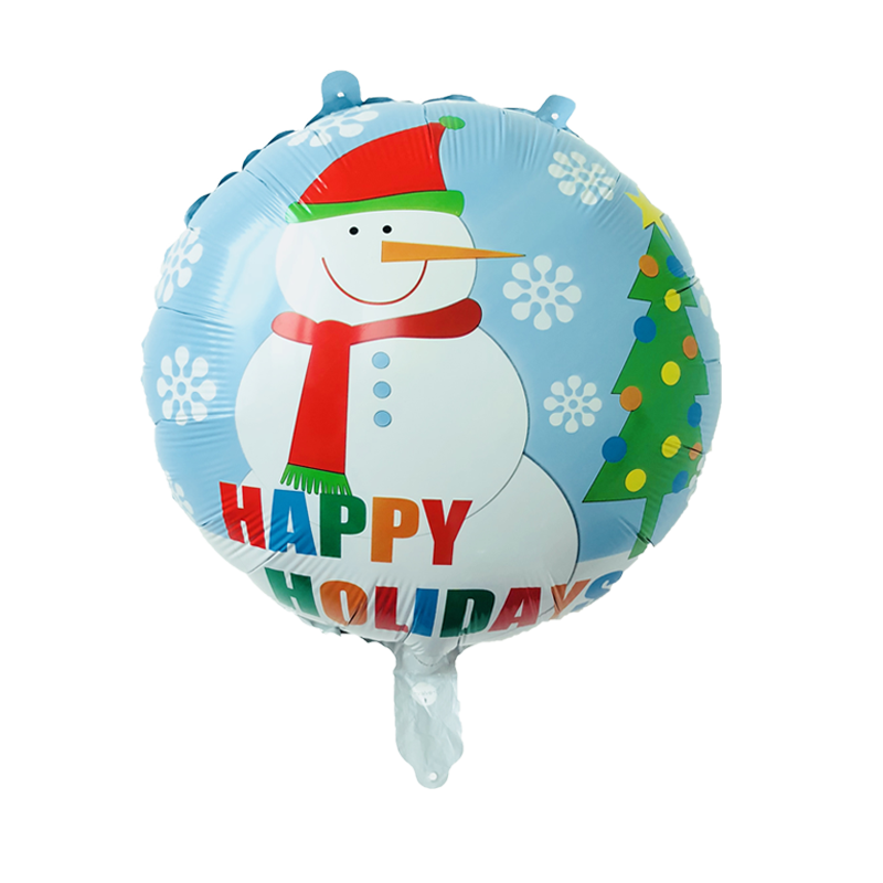 Julefest dekoration 18 tommer 5 stk runde aluminium film balloner glædelig jul børn som julemanden give: Blå snemand kugle