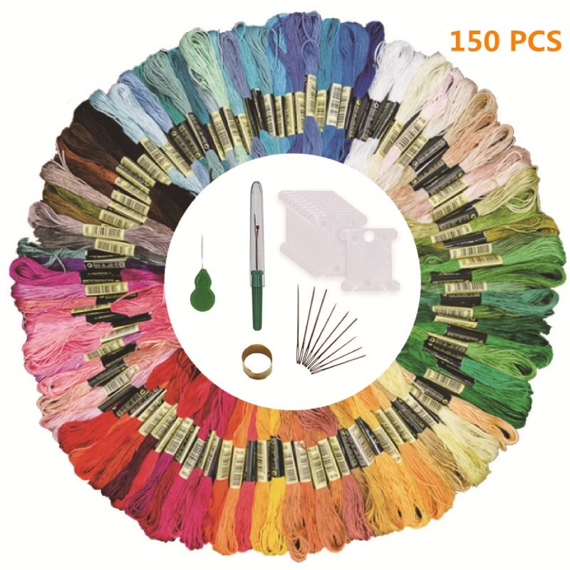 Multicolor Cross Stitch Threads Embroidery Thread Floss Skein Kit DIY Sewing Tool 50/100/150/200 Random Colors: 150 Colors