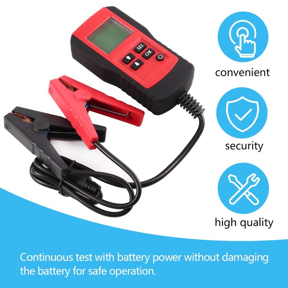 AE300 12V LCD Automotive Vehicle Digital Car Battery Auto System Analyzer Battery Voltage ohm Tester Diagnostic Tool RED