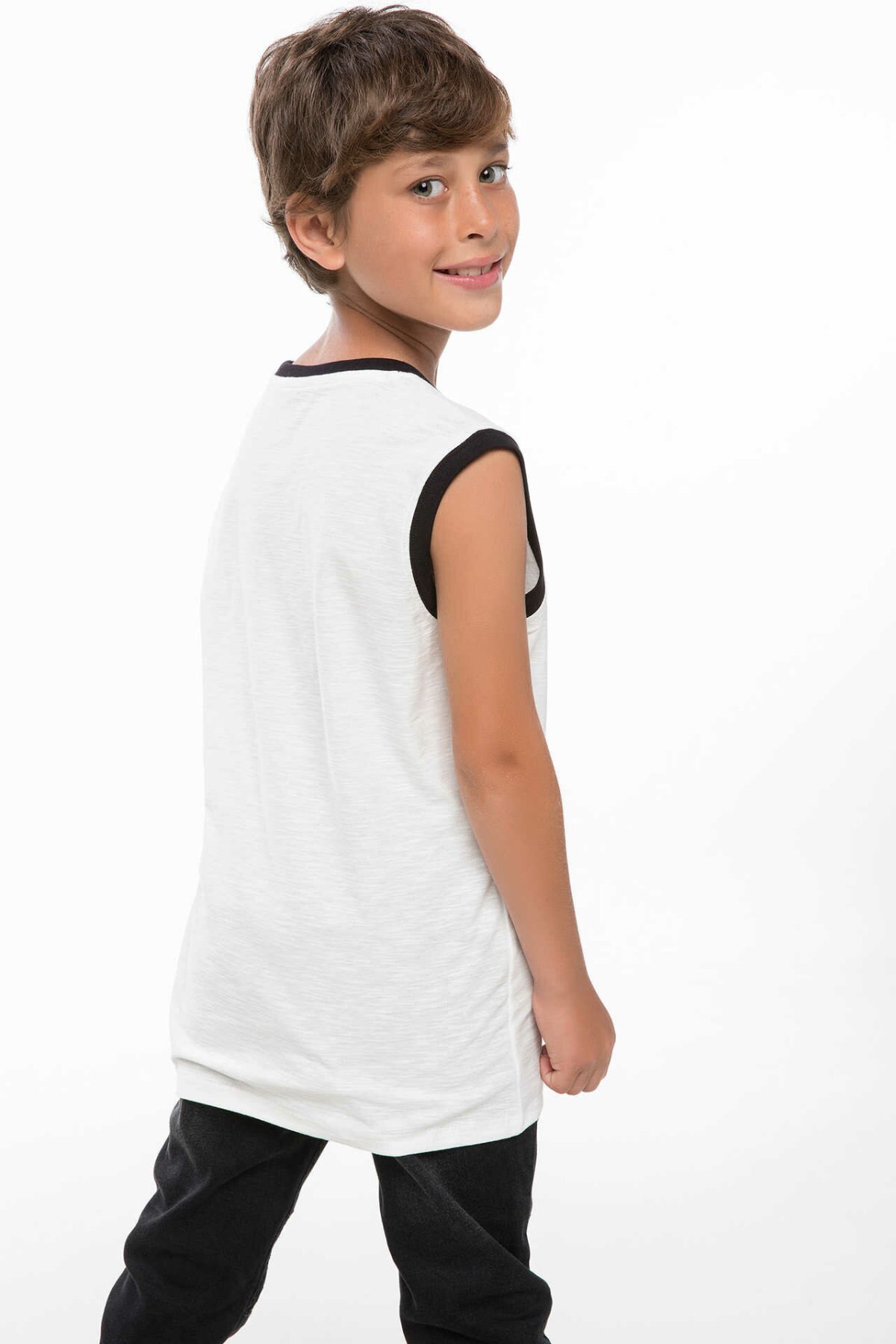 DeFacto Junge Sommer Ärmelloses Top Tees Jungen Bild Drucke Weiß T-Shirts Kinder Sportler Lange T-Shirts-J2048A618SM