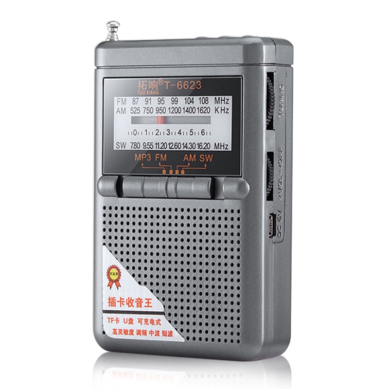 Portable Full Band Radio Receiver FM/AM/SW World Band with LCD Display Mini Pocket Radio with Buckle Receiver