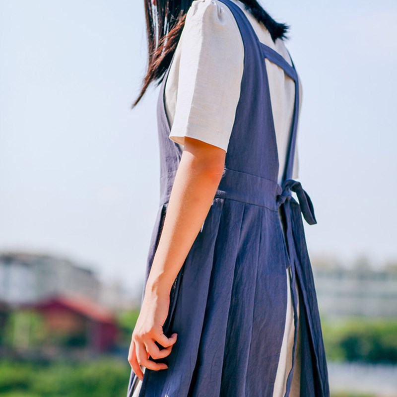Split Legs Long Cotton Apron Florist Artist Painter Craft Work Wear Waitress Cafe Barista Pastry Chef Catering Event Uniform B77
