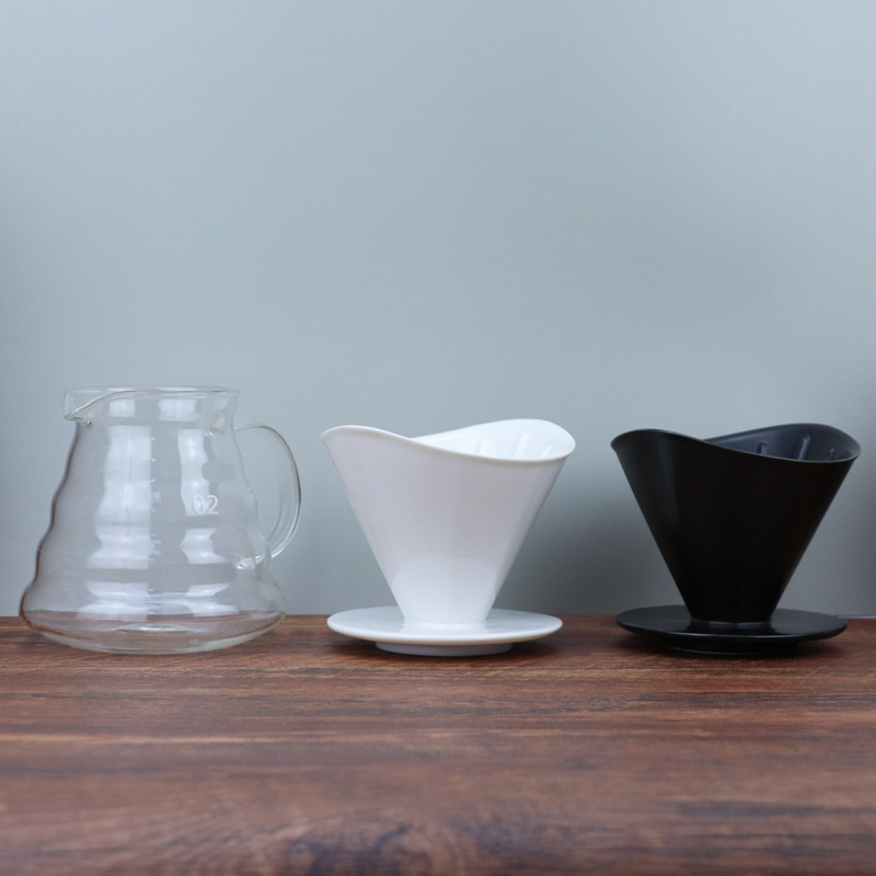 Japanese Style 2cups Hand Drip Coffee Filter Pour Over Coffee Brewer Cup and Saucer Ceramic Coffee Tea Mug Espresso Cup