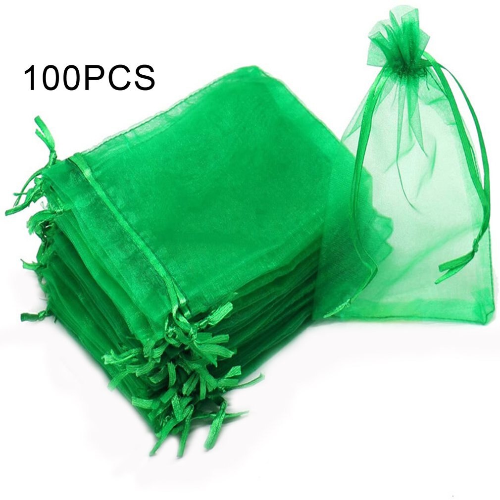 100pcs/lots 7x9cm Organza Kordelzug Taschen Schmuck Paket Taschen Garn Beutel Weihnachten/Hochzeit gefälligkeiten Und: Armee Grün
