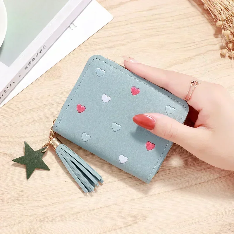 Women Small Coin Wallet Ladies Mini Tassel Wallet Cute Girl Short Purse Bags Zipper Lovely Leather Coin Purse Lady Hand Wallet