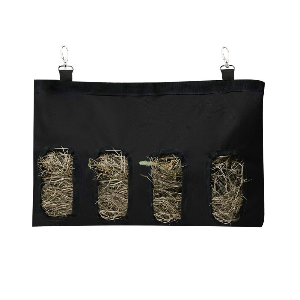 Oxford Cloth Small Animals Supplies Hay Bag Hanging Pouch Feeder Holder 2/4 Holes Hay Bag Hanging Feeder Sack Holder: 4 Holes Black