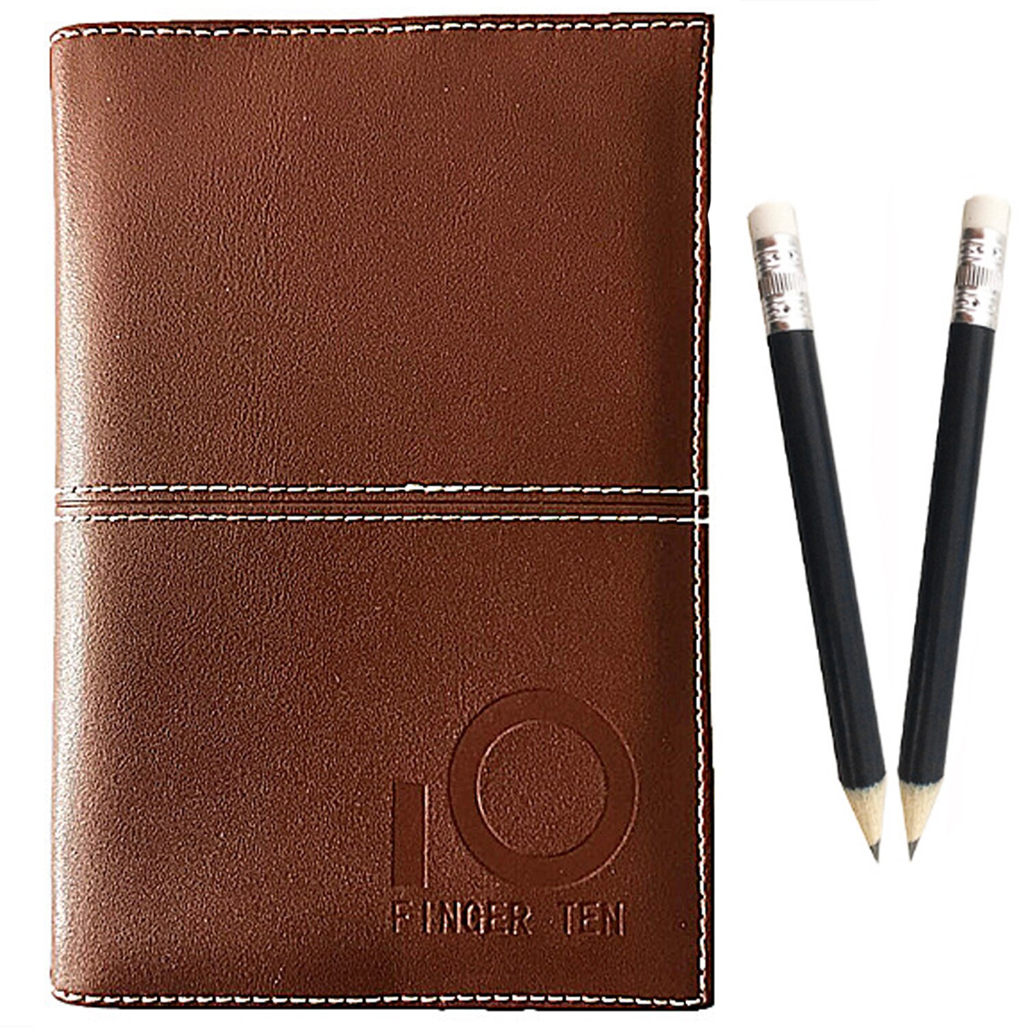 Funda de cuero PU para tarjeta de puntuación de Golf, soporte para tarjeta de puntuación de golfista con lápiz, suministros de ayuda de entrenamiento, accesorios,: Brown