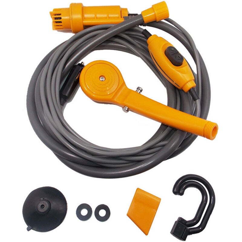 Kit de ducha portátil para coche eléctrico, accesorio para caravana, Camping, senderismo, viaje, al aire libre, gancho, 12V